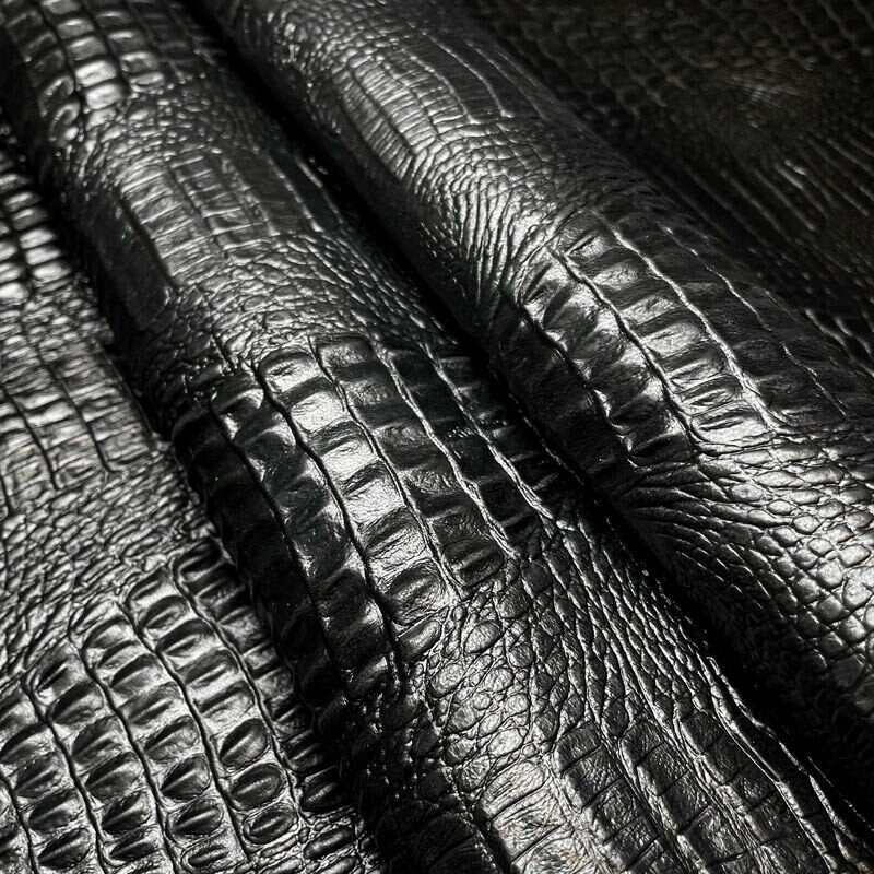 Black Crocodile Print Lambskin 0.8mm/2oz / GENUINE CROCODILE PRINT 1051