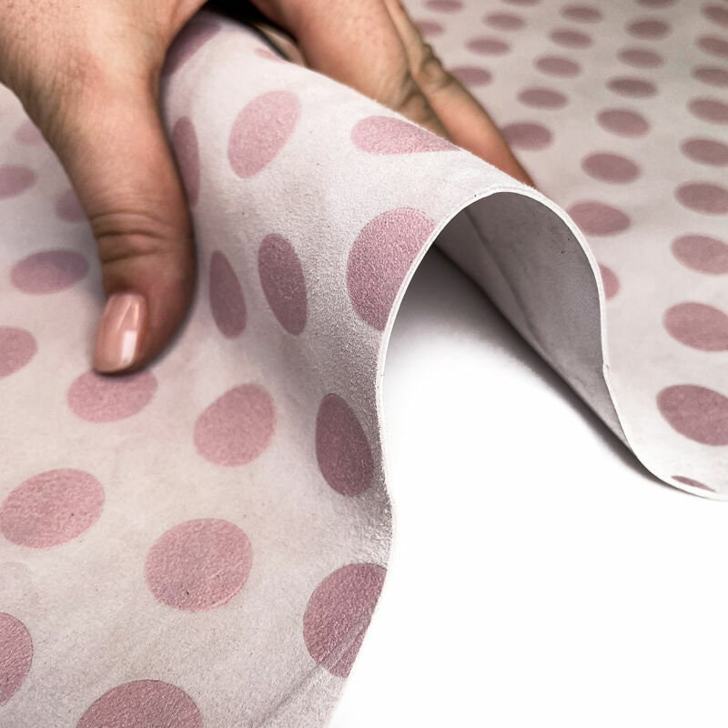 Suede Lambskin Leathedr With Pink Dots 1.0mm/2.5oz / DUSTY PINK DOTS 1090