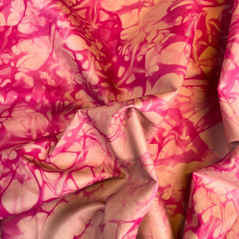Pink Tie Dye Print Lambskin Leather 0.6mm/1.5oz / PINK TIE DYE 1388
