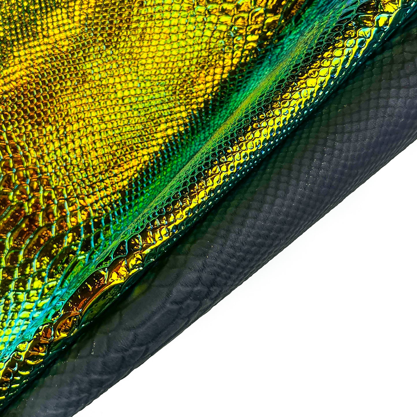 Metallic Holographic Lambskin With Snake Print Thick 1.1mm/2.75oz Black HOLO SNAKE 1460