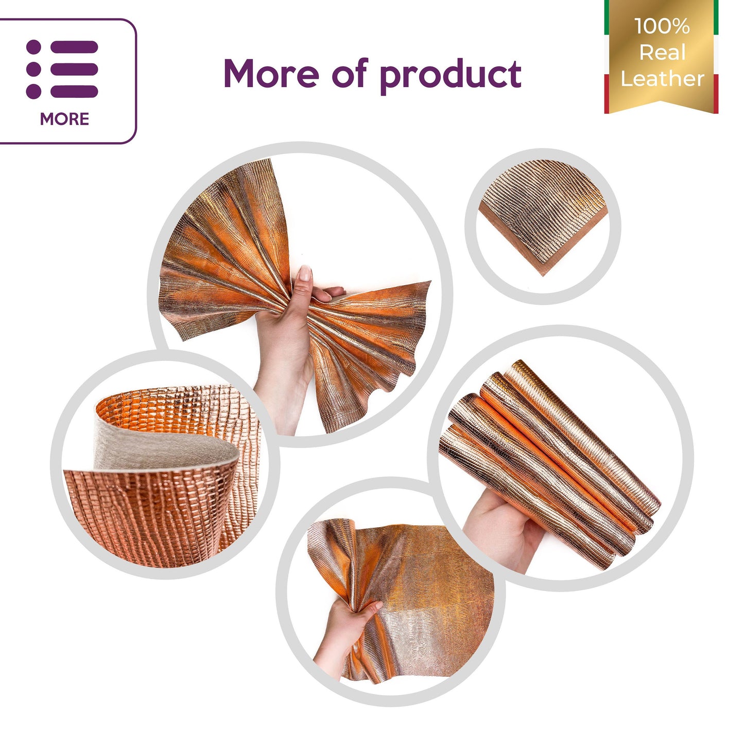 Rose Gold Lambskin Sheets With Print .6mm/1.5oz / ROSE LIZARD 1092