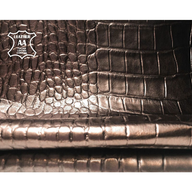 Dark Rose Gold Lambskin With Crocodile Print 0.8mm/2oz DARK ROSE GOLD CROCODILE 1009