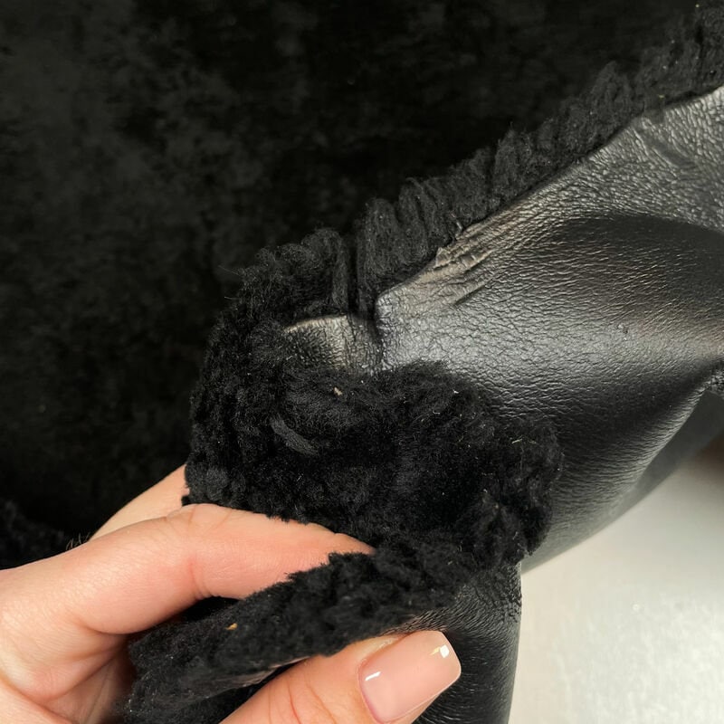 Black Lambskin Shearling Warm Double Sided Fur Fabric 2mm/5oz NEW BLACK SHEARLING 1293