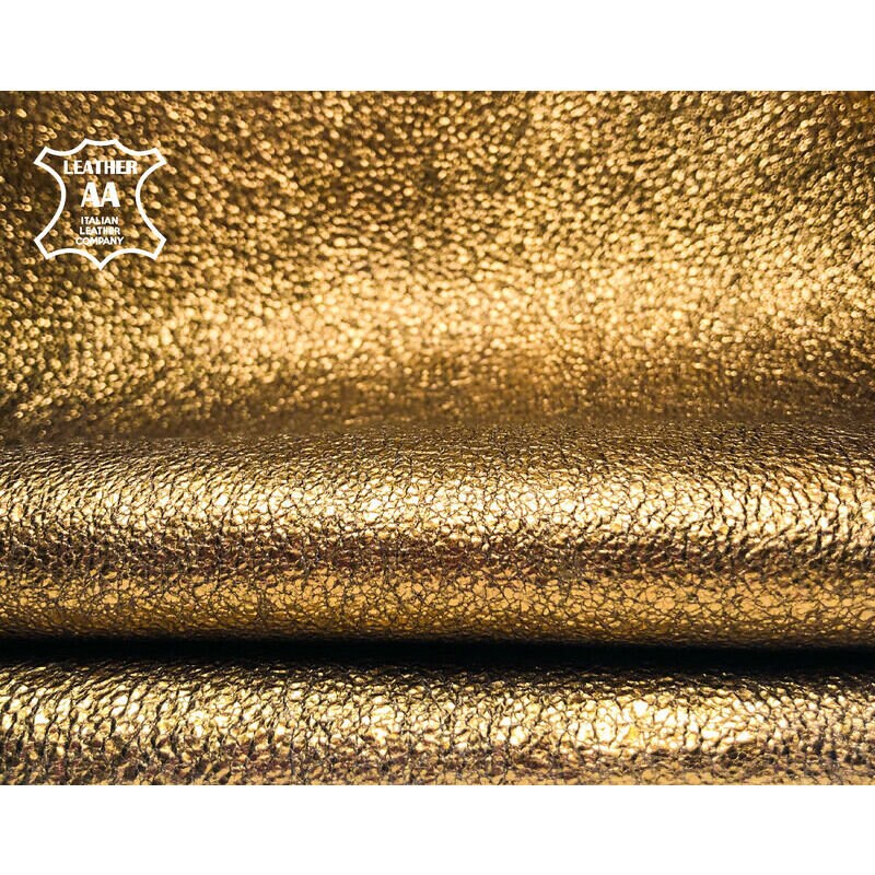 Sparkly Metallic Gold Lambskin Hides 0.8mm/2oz / CRUNCHY GOLD 995