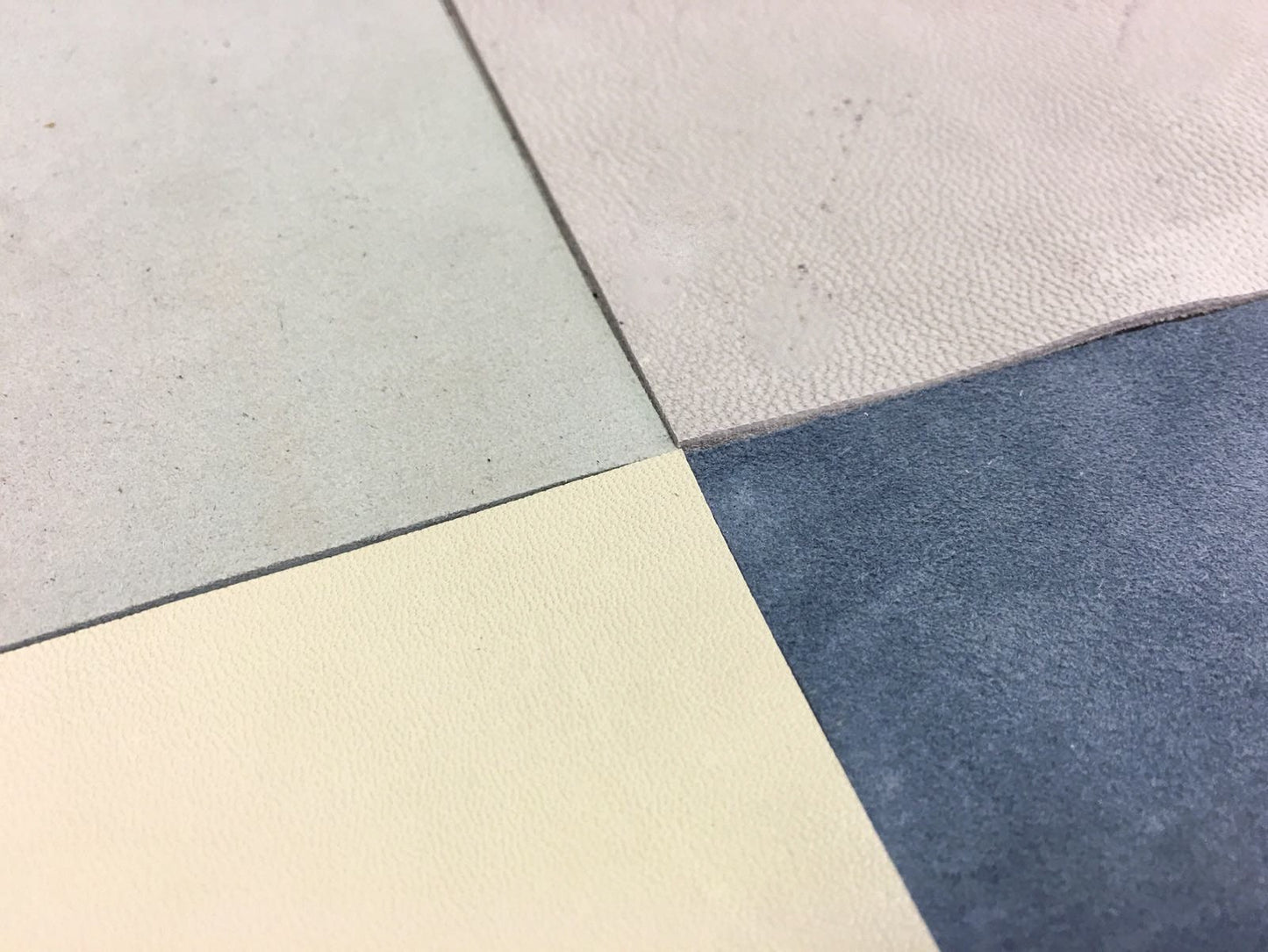 Blue, Gray Mix 5x5in Leather Scrap 4 pcs Meatllic Silver, Sude