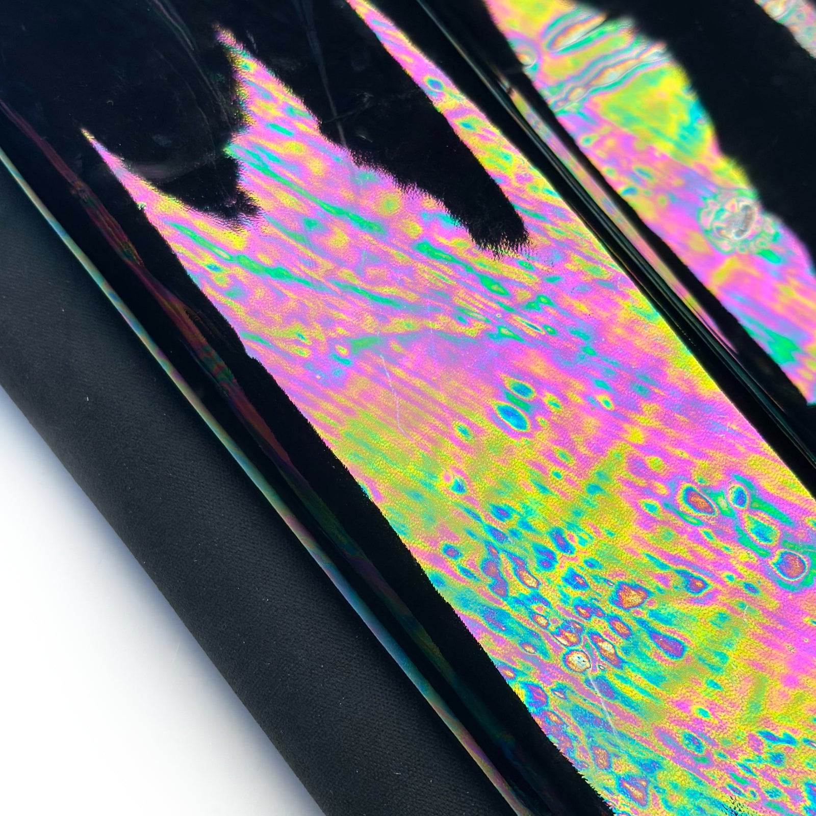 Shiny Black Patent Lambskin Leather 1.3mm//3.25oz DARK GASOLINE 1634