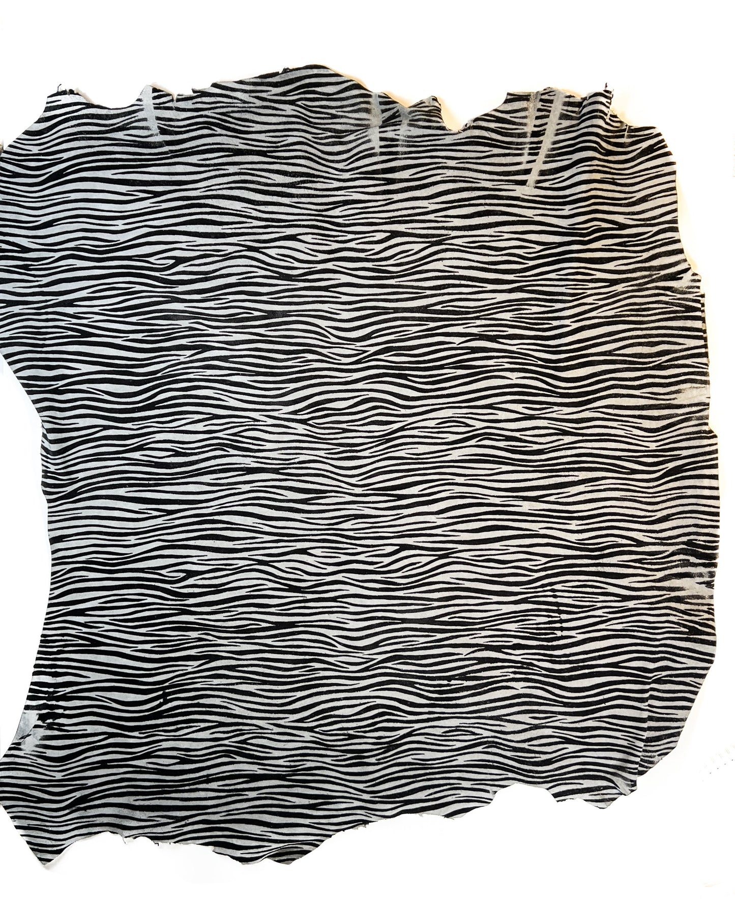 Gray Zebra Print Lambskin Leather Soft Suede 0.8-1.2mm/2-3oz