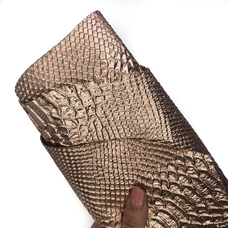 Rose Gold Lambskin With Snake Print 0.7mm/1.75oz ROSE GOLD SNAKE 896