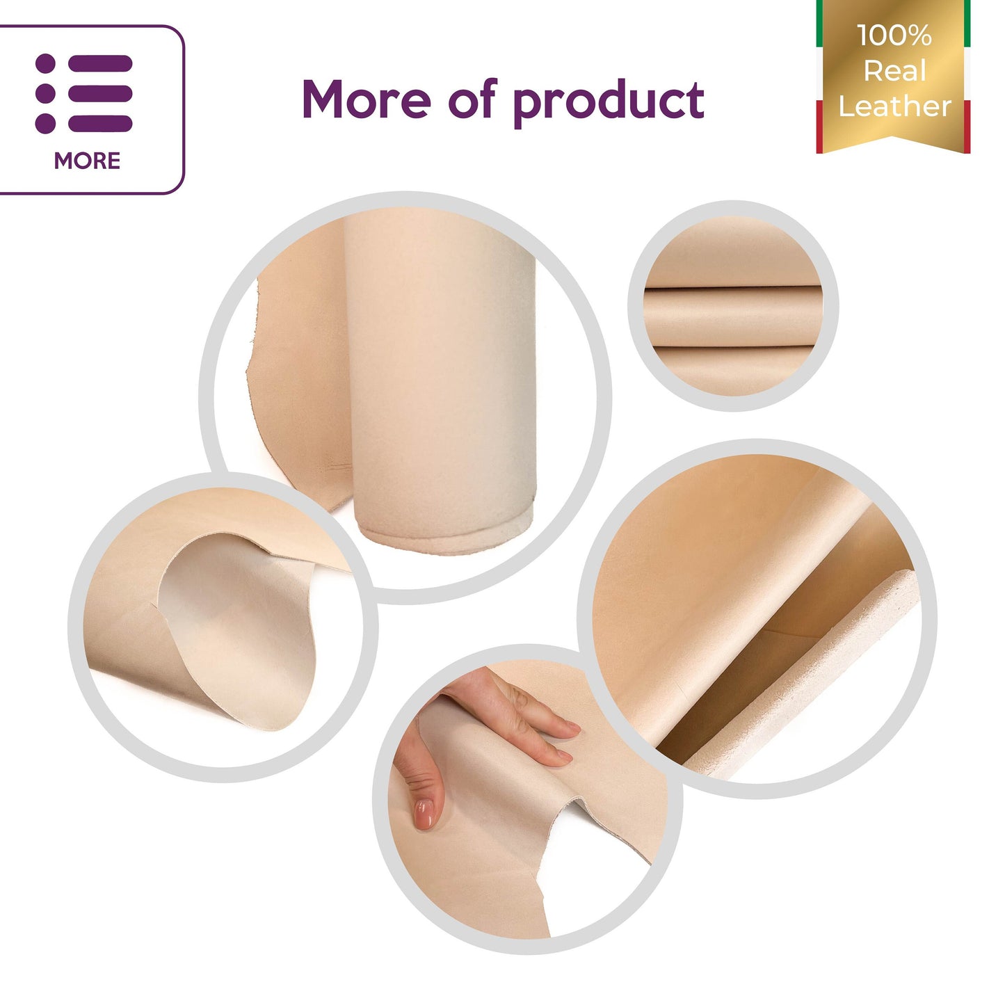 Natural Vegetable Tanned Leather Calf Hide 1.5mm / 3.75 oz