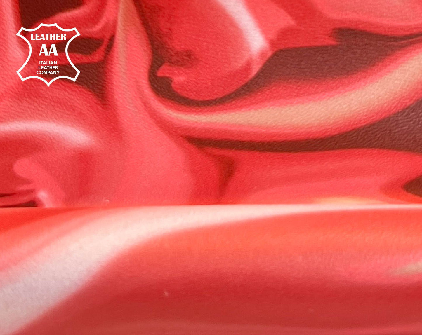 Red Abstract Tie Dye Rose Lambskin With Print Thick 1.1mm/2.75oz / 1452