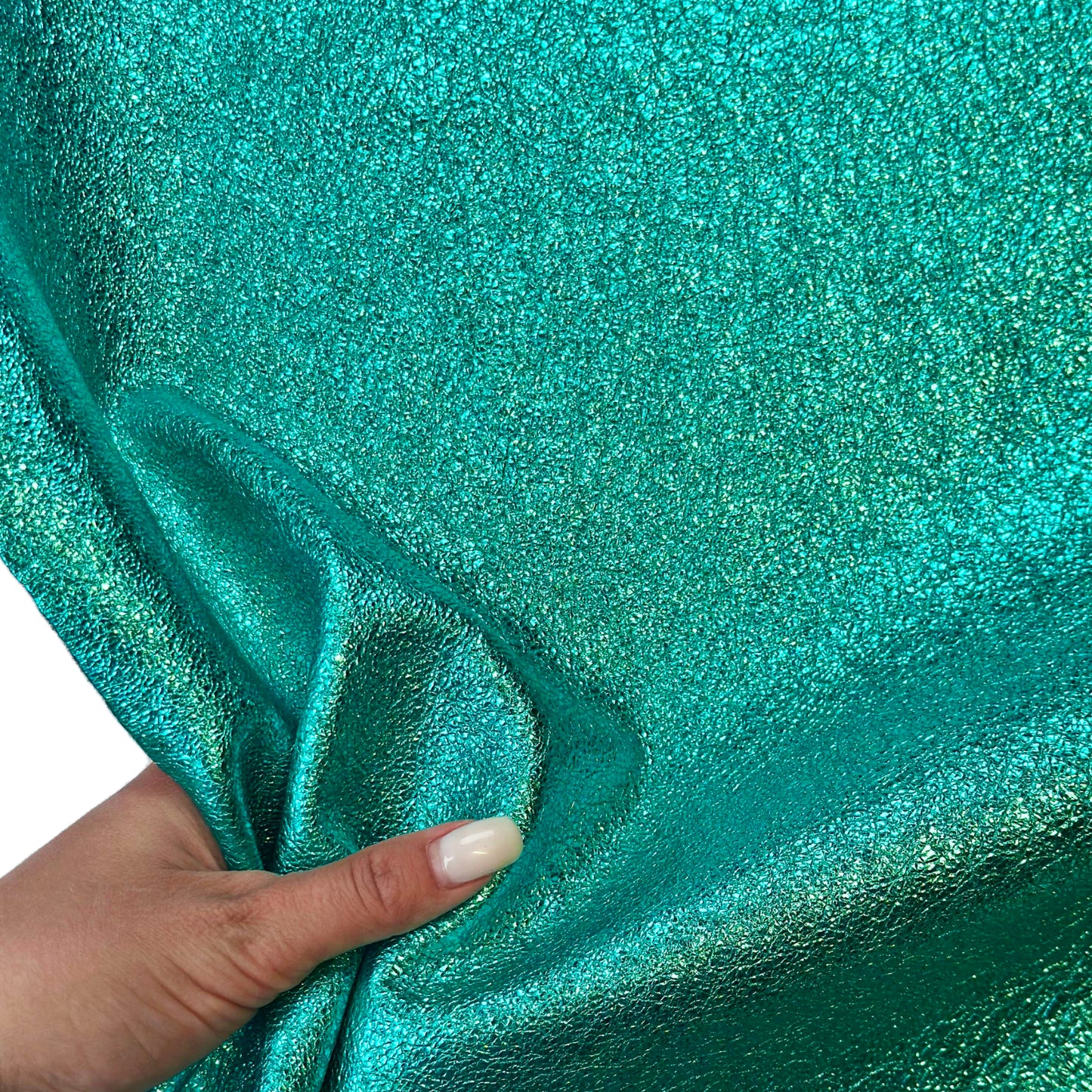 Greenish-blue Hue Metallic Lambskin Leather 1mm/2.5oz Iridescent 1616