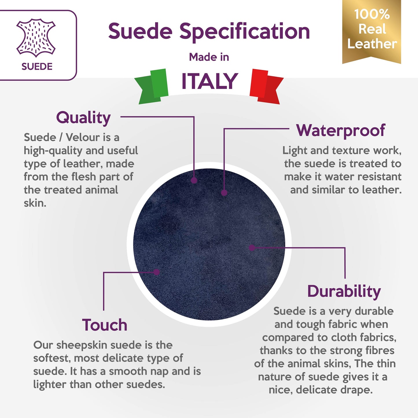 Dark Blue Suede Lambskin Sheets 0.9mm/2.25oz / BLUEBERRY 1032