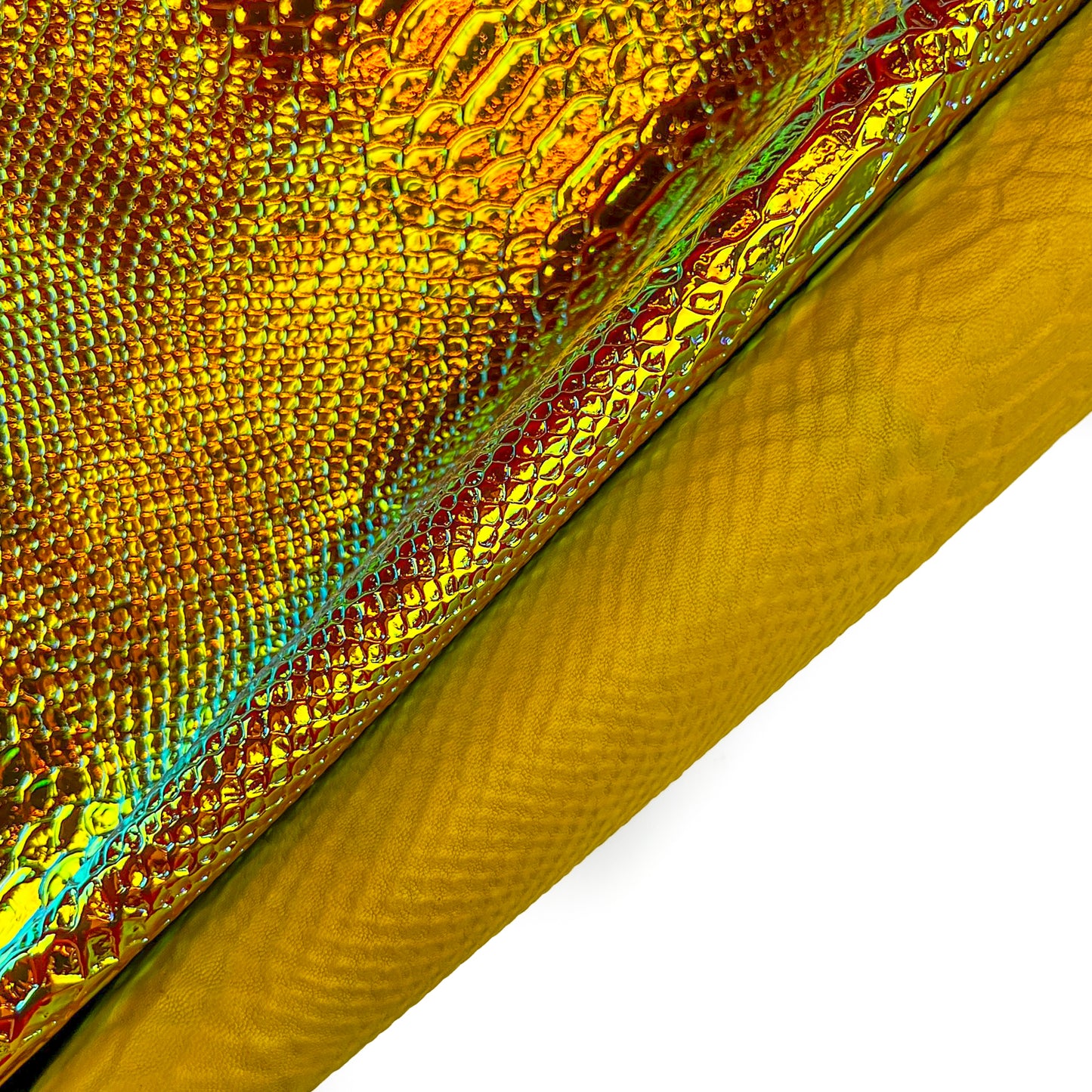 Metallic Holographic Lambskin With Snake Print 1.1mm/2.75oz Yellow HOLO SNAKE 1461