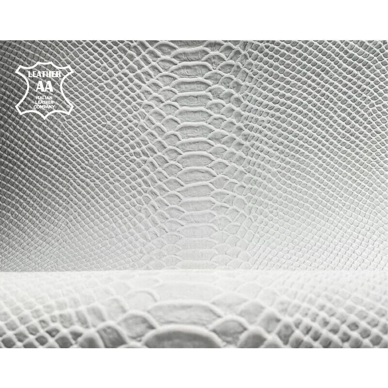 White Grayish Lambskin Leather With Snake Print 1.1mm//2.75oz Brich Snake 1187