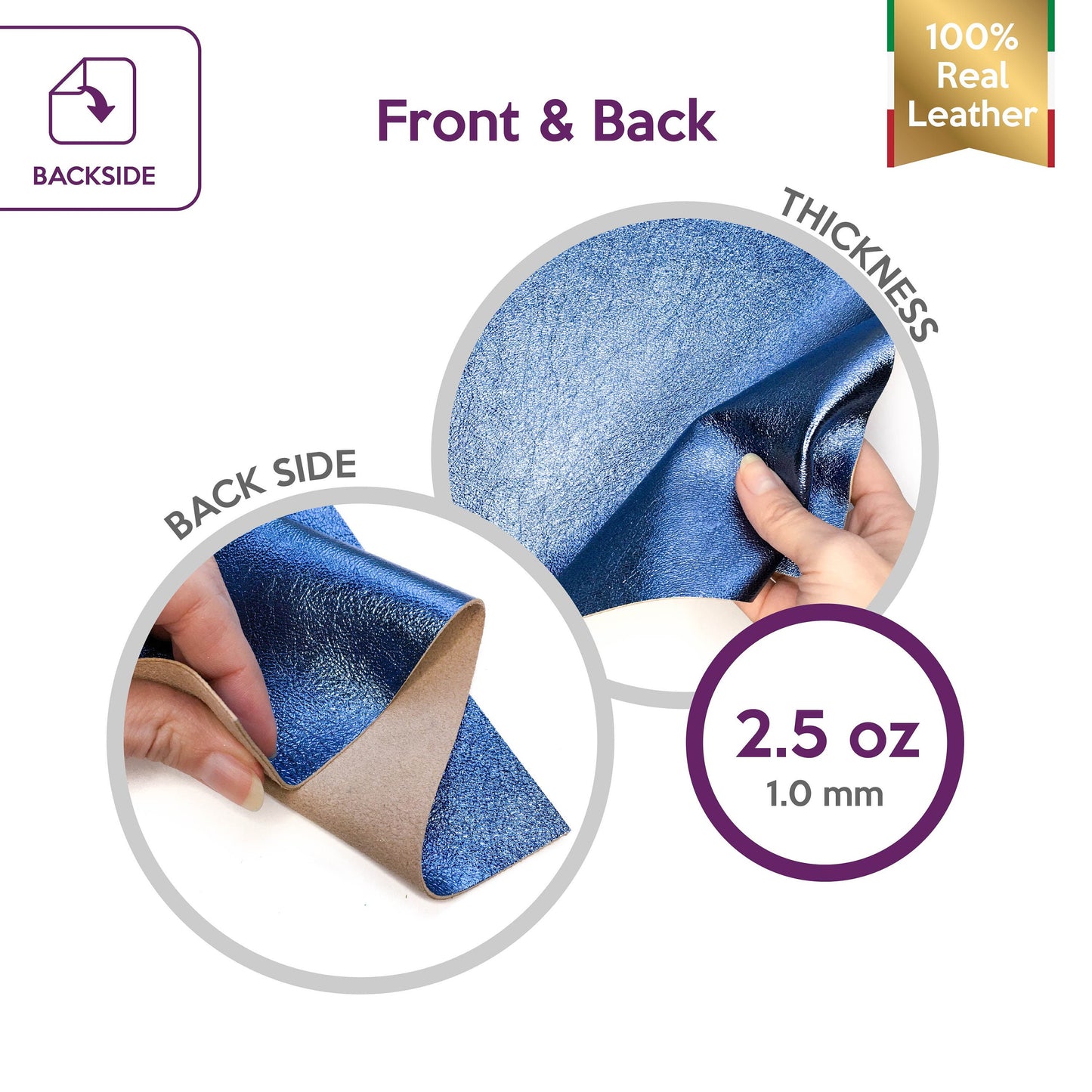 Blue Metallic Leather Sheet 2.5oz/1.0mm / BLUE VIOLET 870