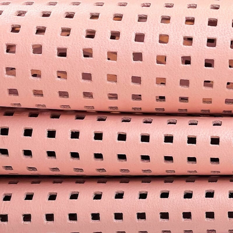 Pale Pink Perforated Print Lambskin 0.7mm/1.75oz / PEACH PERFORATION 1304