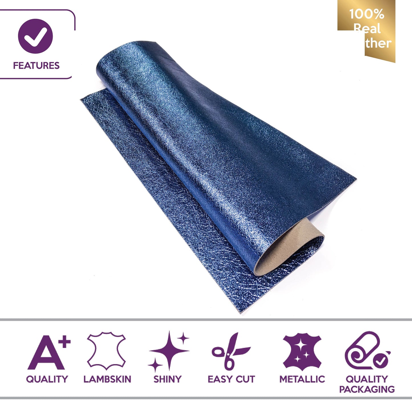 Blue Metallic Leather Sheet 2.5oz/1.0mm / BLUE VIOLET 870