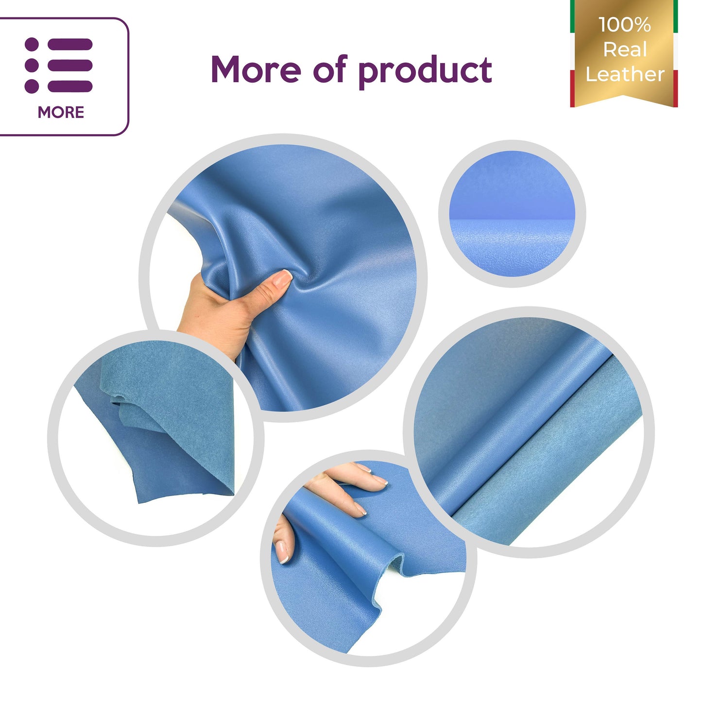 Sky Blue Lambskin Leather 1.0mm/1.5oz / VICTORIA BLUE 1415