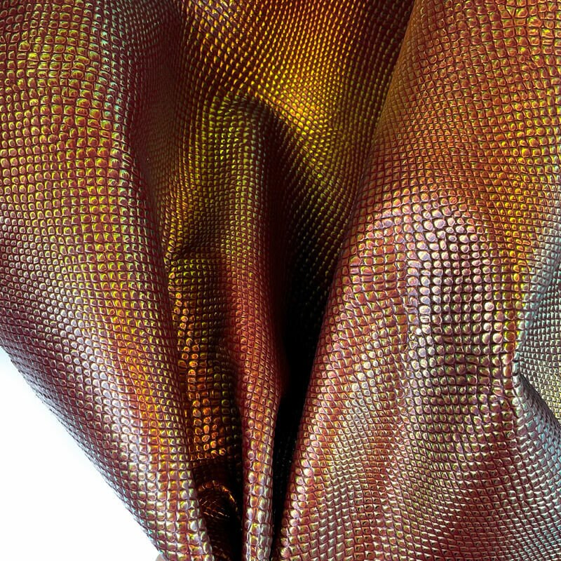 Metallic Red Lambskin With Lizard Print 1mm/2.5oz / RED LIZARD 1238