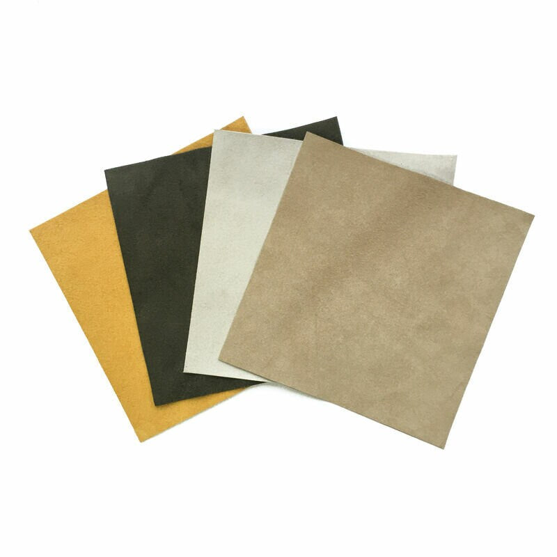 Suede Set 5x5in Genuine Leather 4 pcs - Yellow,Green,White,Beige