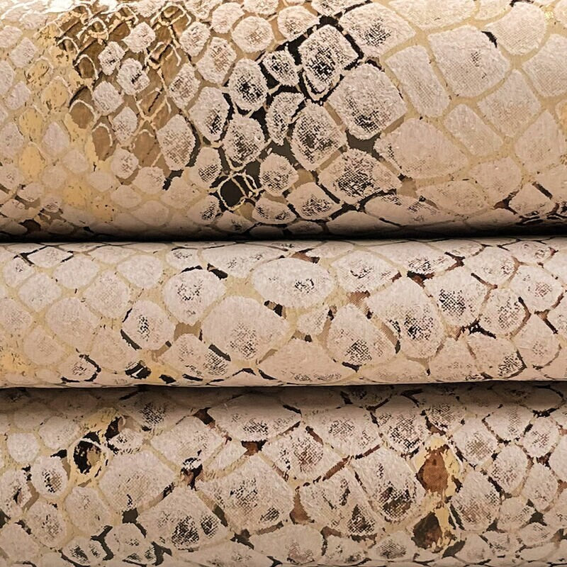 Beige Snakeskin Print Lambskin 0.9 mm/ 2.25 oz / BEACH SAND SNAKE 1372