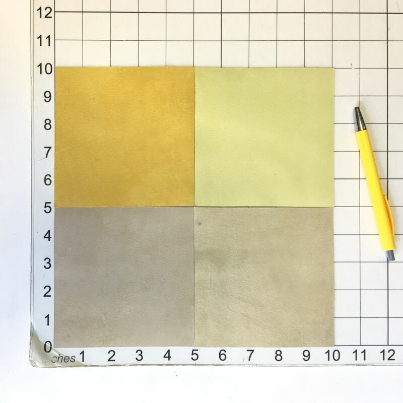 Yellow Leather Set 5x5in Four Genuine Pieces- Yellow And Gold