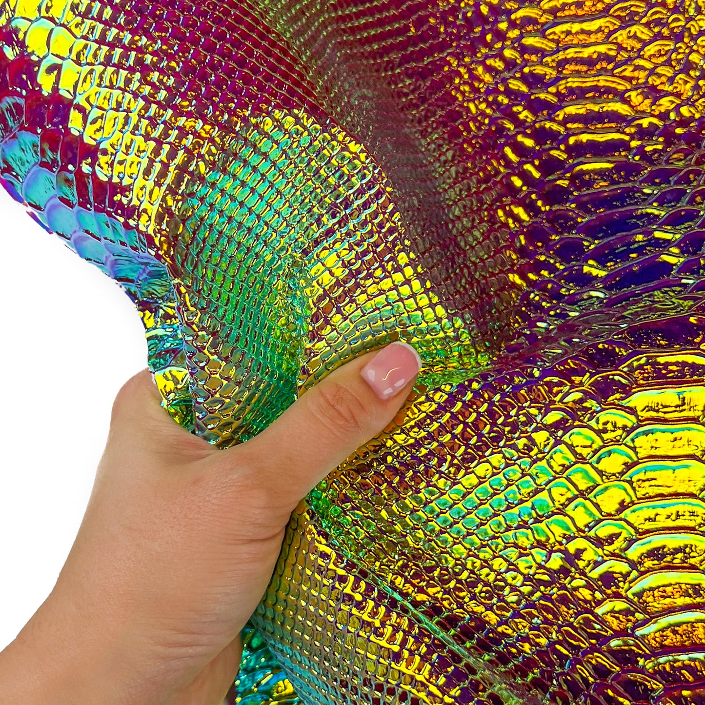 Holographic Lambskin With Snake Print 0.7mm/1.75oz Pink HOLO SNAKE 1459