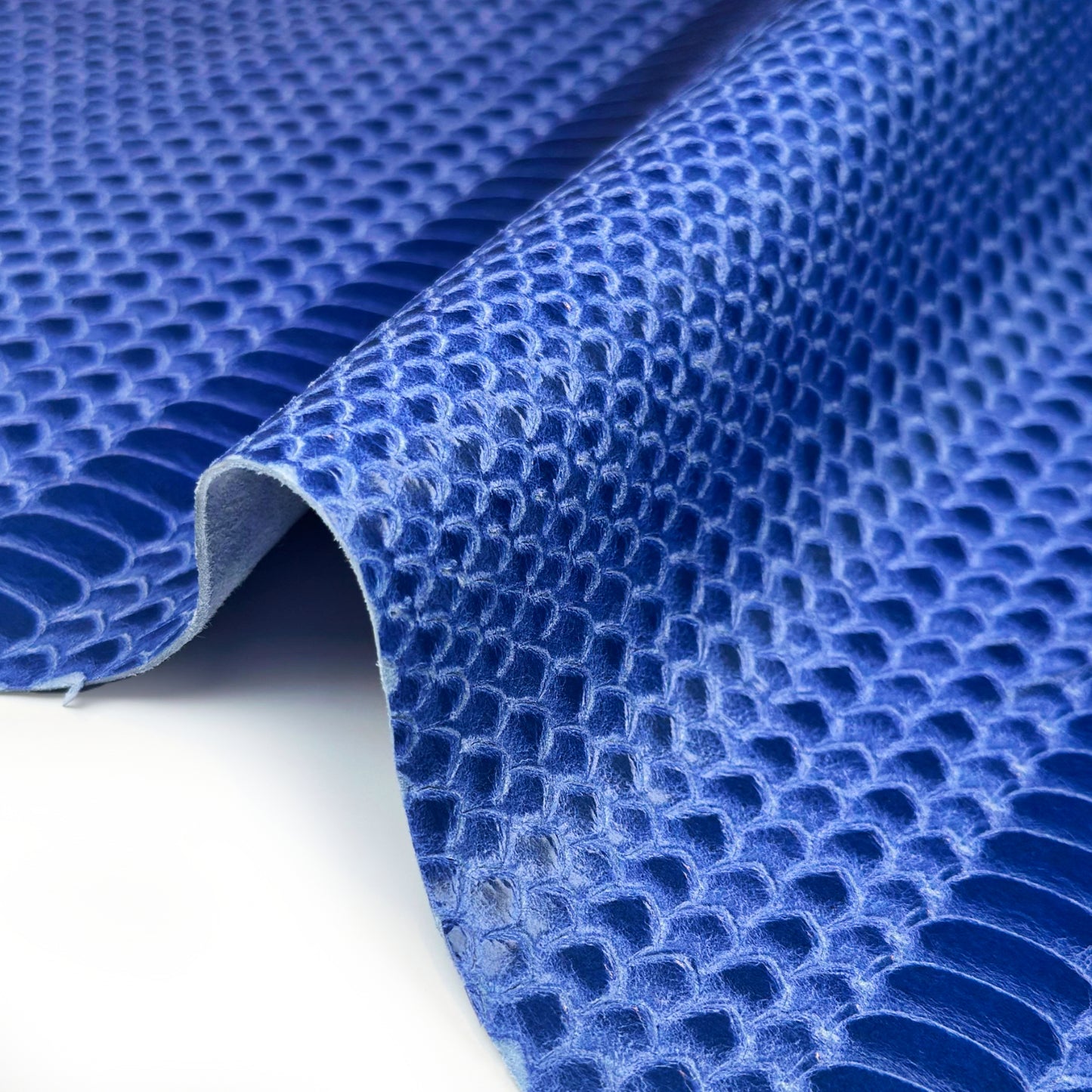 Blue Lambskin Leather With Laser Cut Snake Print 0.8mm/2oz Blue Snake 1618