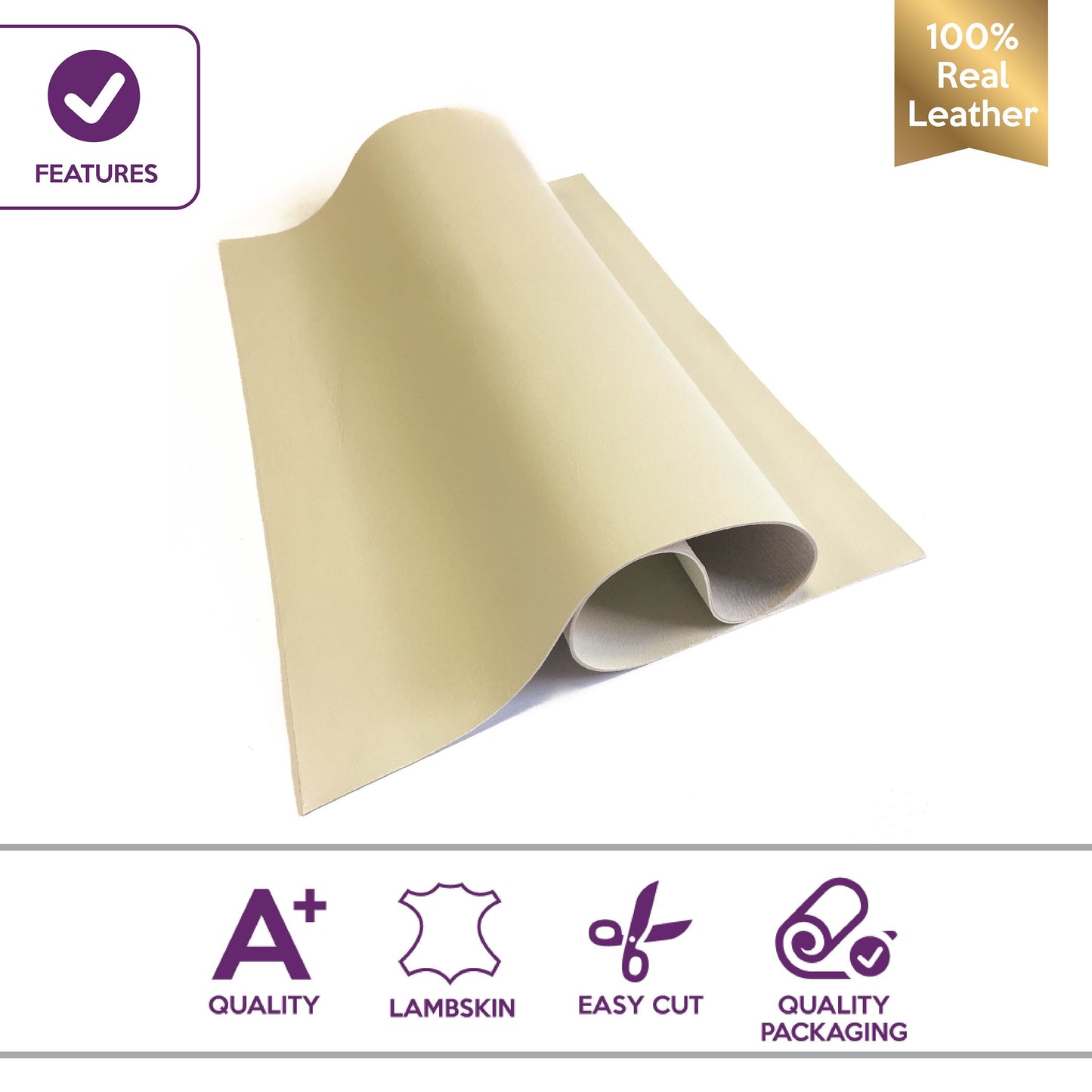 Cream White Lambskin Sheets 2.25-2.5oz/0.9-1.0mm CANNOLI CREAM 776