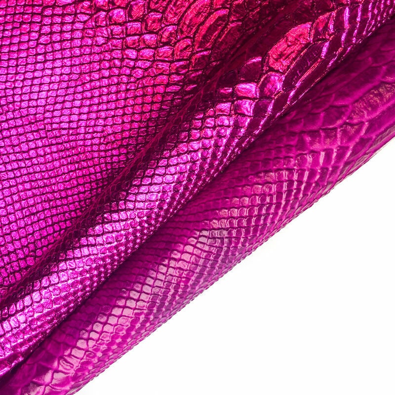 Fuchsia Metallic Lambskin Hides With Snake Prin FUCHSIA SNAKE 1034 0.7mm/1.75oz