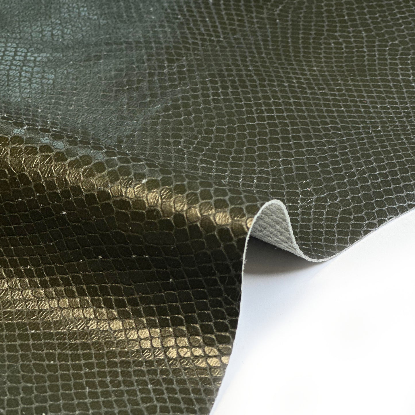 Dark Green Lambskin Leather With Print 0.7-0.8mm GREEN LIZARD 1603
