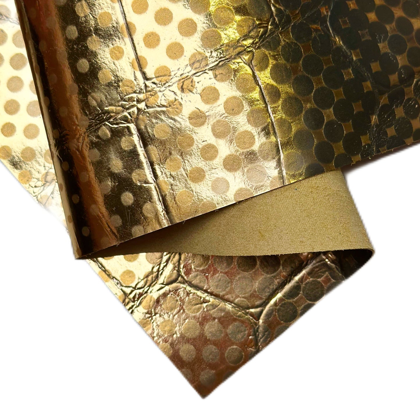 Shiny Gold Foil Dotted Lambskin Leather Sheets 0.8mm//2ozDOTTED GOLD 1654