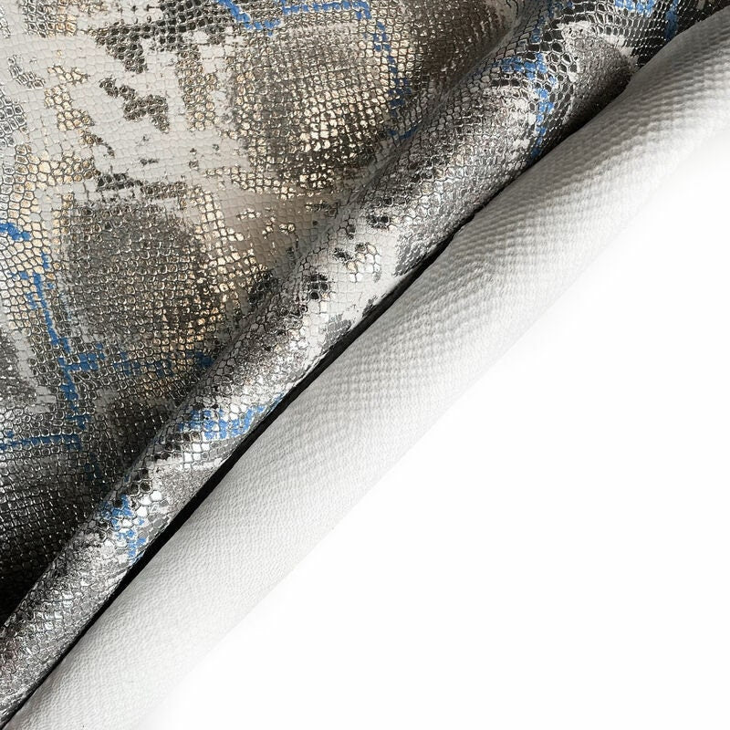 White Snake Print Lambskin With Silver And Blue 0.9mm/2.25oz / ONTARIO SNAKE 1091