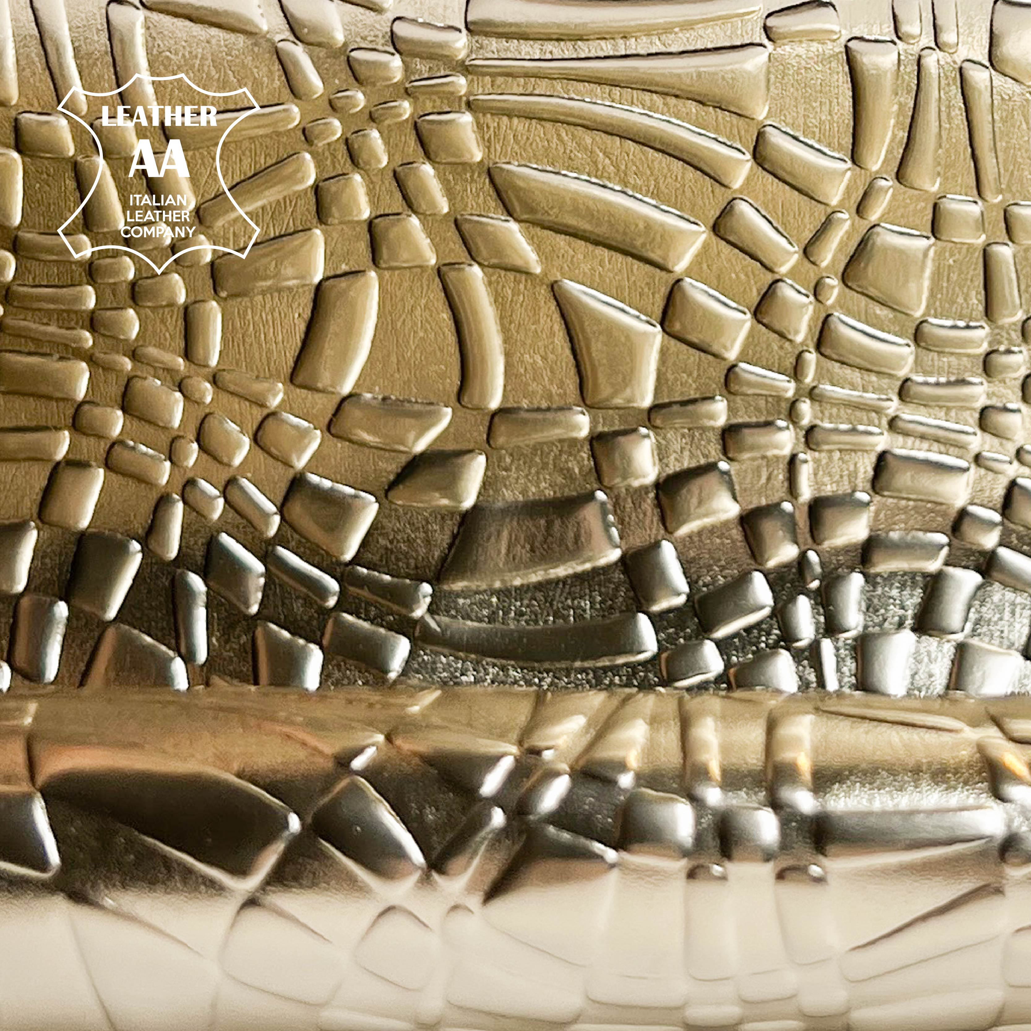 3D Light Gold Metallic Lambskin With Embossed Print 0.7mm/1.75oz LIGHT GOLD 1467