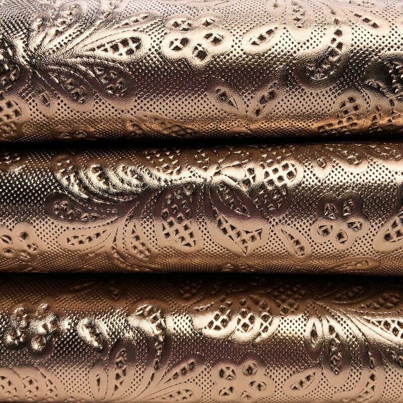 Rose Gold Patent Lambskin With Flower Print 1.0mm/2.5oz / ROSE GOLD FLOWERS 1011