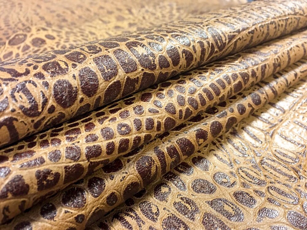 Crocodile Print Lambskin Leather 0.8mm/2oz / APPLE CINAMON CROCODILE 467