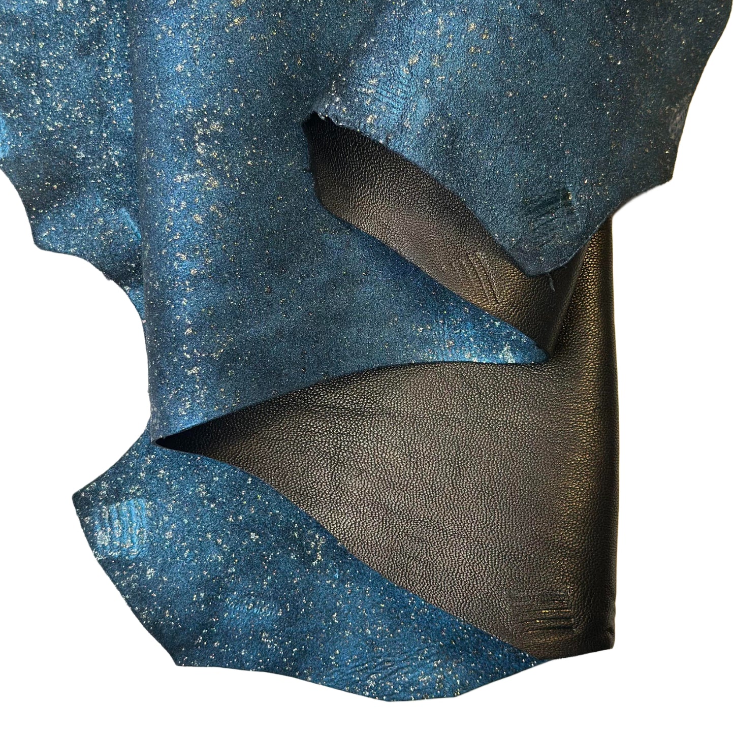 Blue Metallic Lambskin Suede Leather With Silver Shine 1-1.1mm//2.5-2.75oz 1644