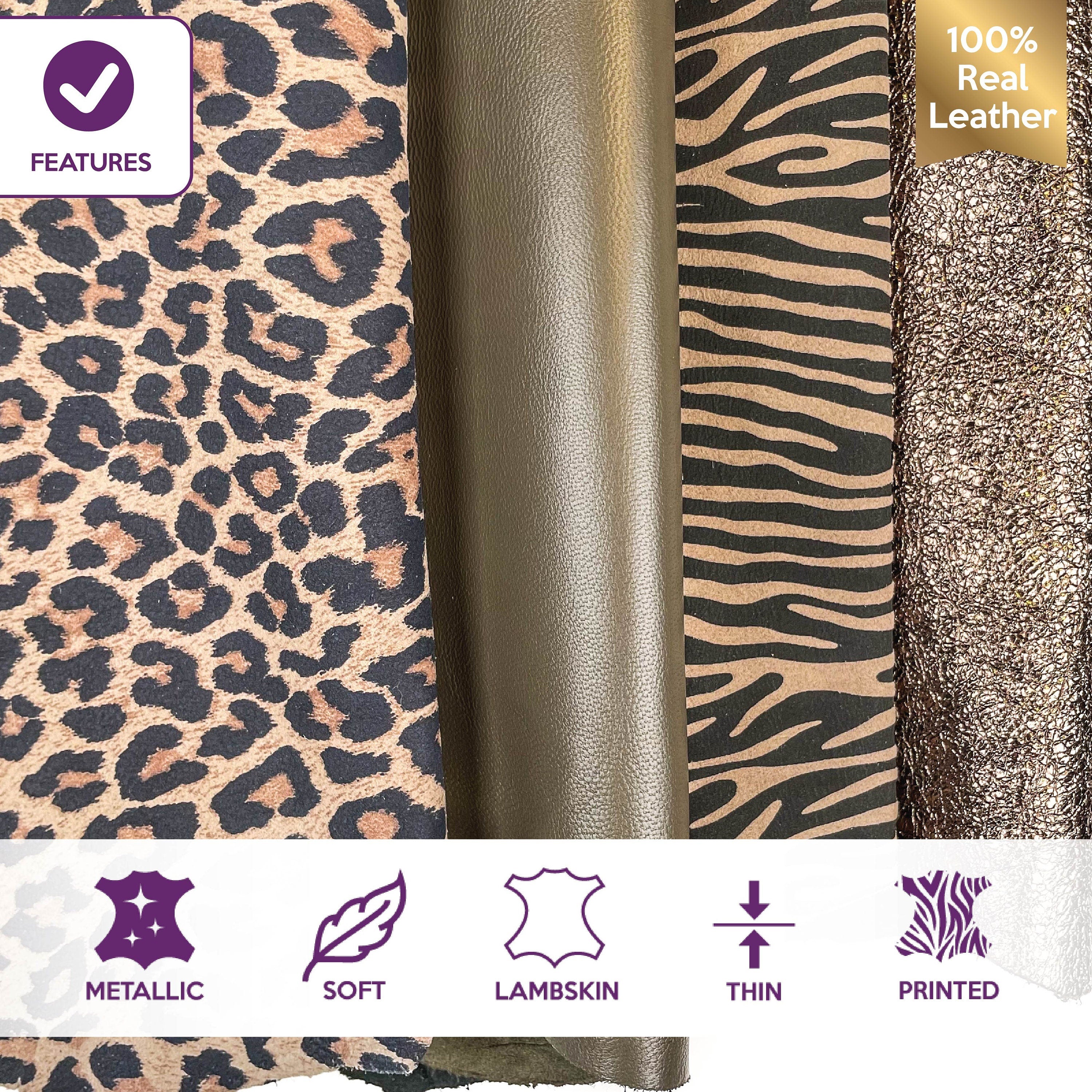 Classic Suede Animal Print Khaki Lambskin Bronze Bundle of 4 Hides 0.9-1.1mm/2.25 - 2.75 oz