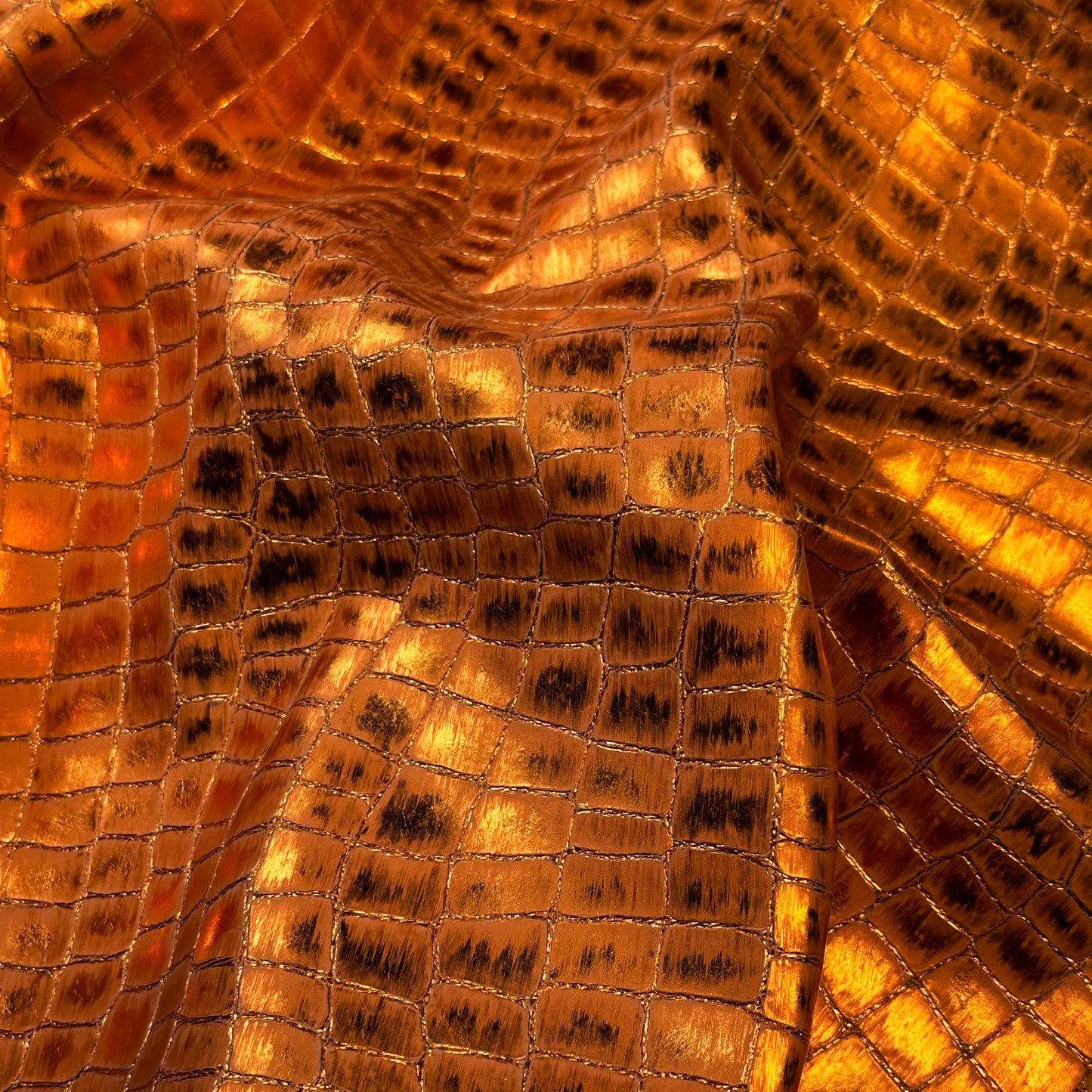 Orange Metallic Lambskin With Crocodile Print 1mm/2.5oz ORANGE CROCO 1536