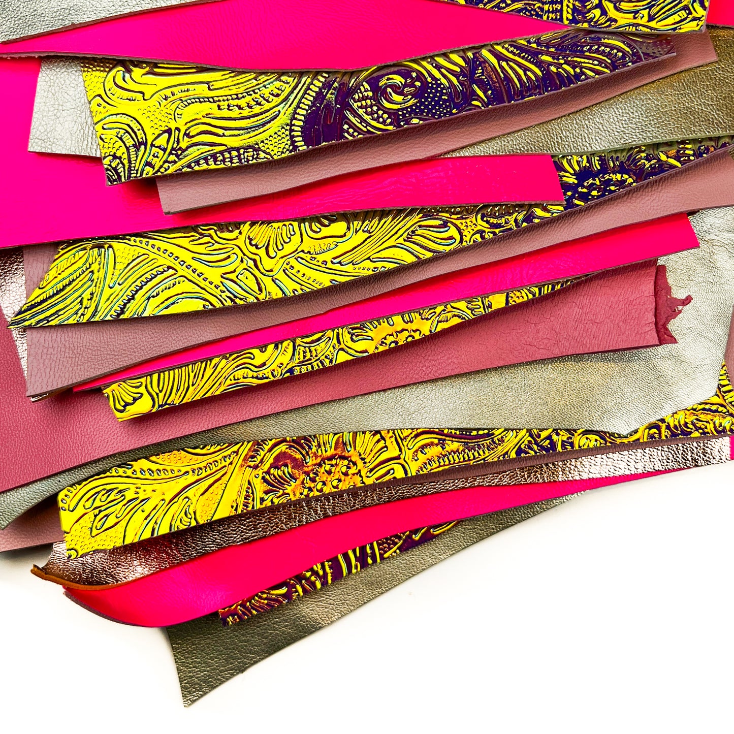 Neon Pink Barbie Holographic Gold Rose Gold Pastel Pink Scraps / All Size Pre-cut DIY Sample Mix