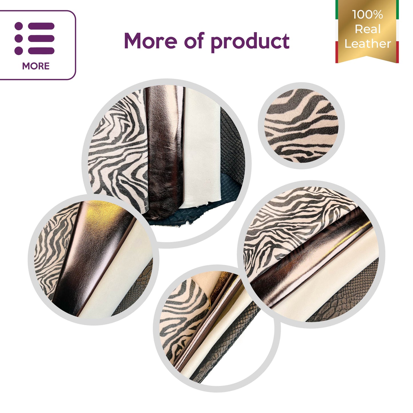 Zebra Natural Tone Off White Suede Snake Animal Embossing Bundle of 4