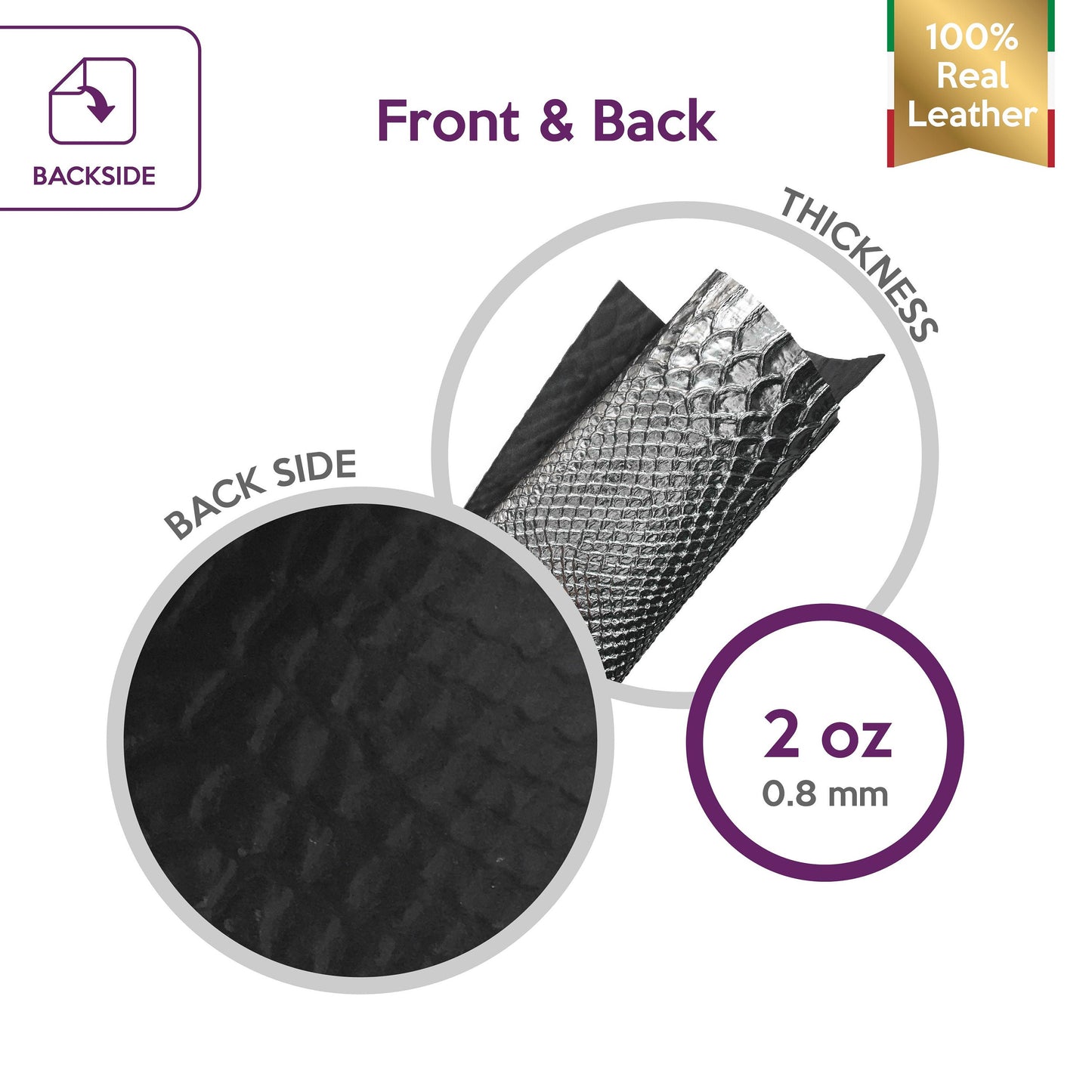 Dark Silver Lambskin Sheets With Print 2oz/0.8mm / DARK SILVER SNAKE 889