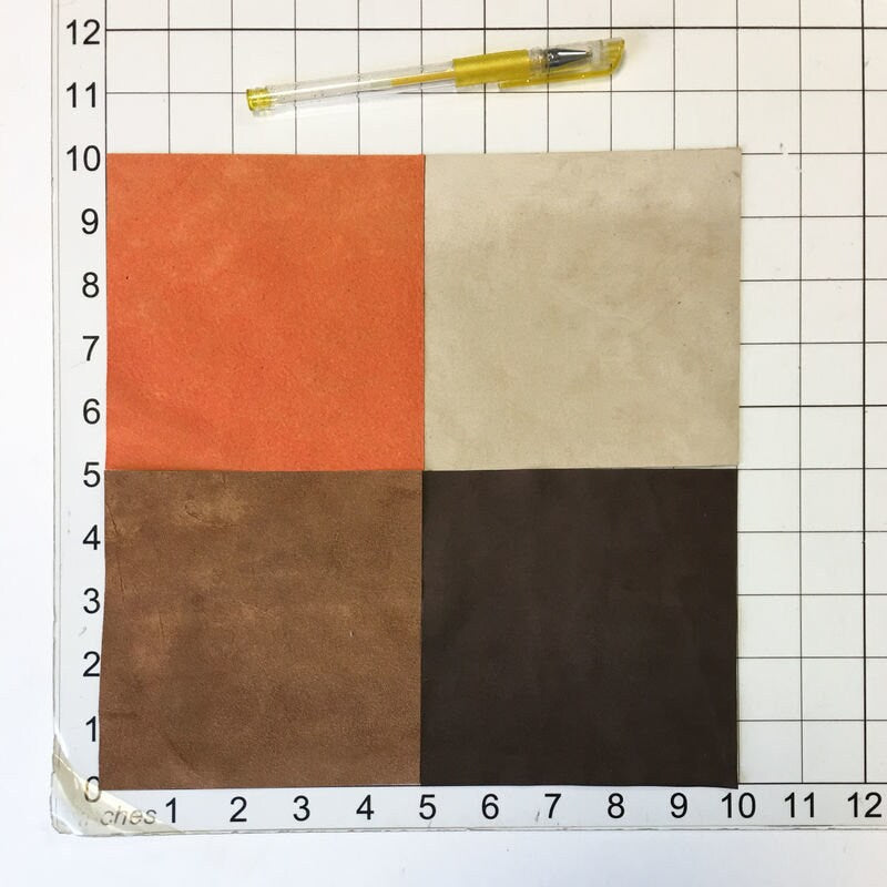 Brown And Orange, Jaguar Print 5x5in Leather Sheets 4 pcs