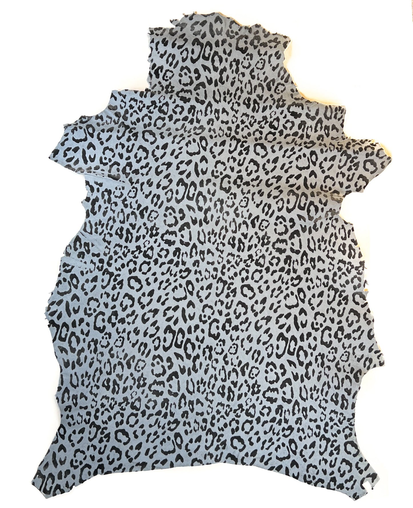 Light Blue Lambskin Suede With Leopard Print 0.8-1.2mm/2-3oz