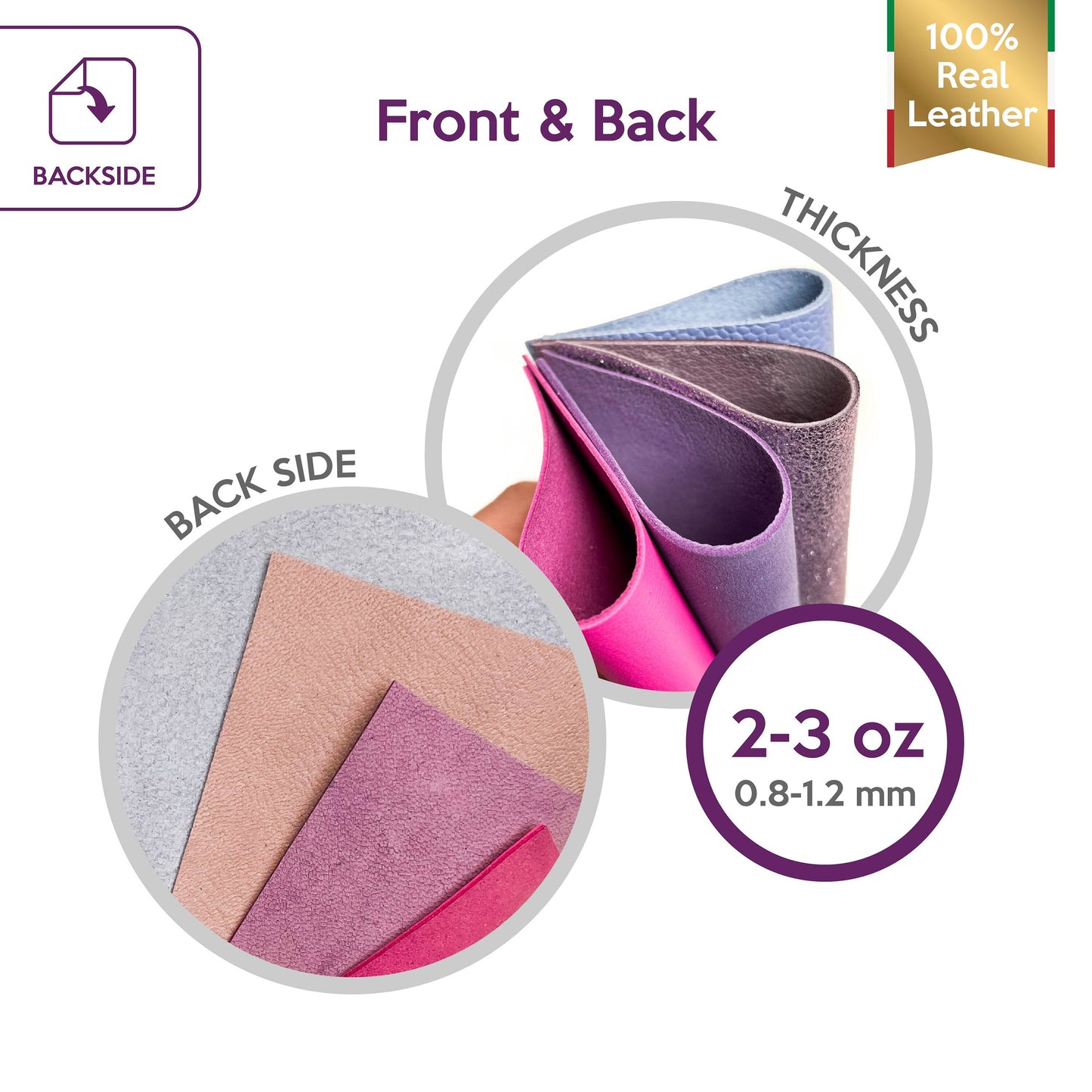 Barbie Set 5x5in Four Genuine Leather Pieces - Pink,Purple Lambskin Scraps