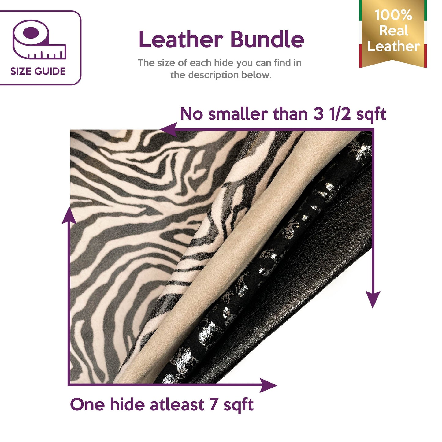 Beige & Black Animal Print Metallic Suede Embossed Leather Bundle Mix of 4 Skins
