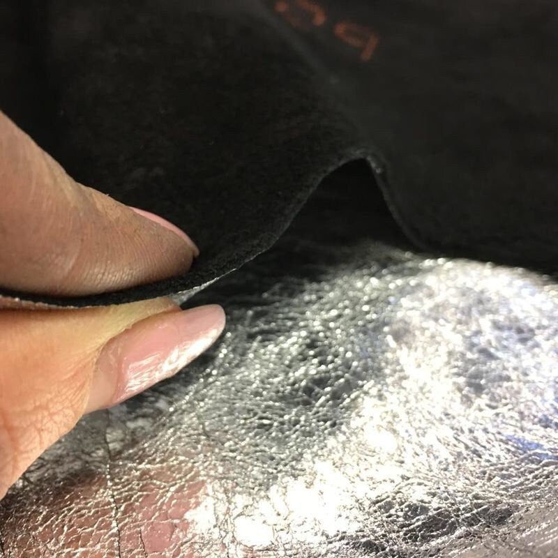 SILVER leather fabric metallic Genuine Sheep skin sheets for sewing CRUNCHY SILVER 709, 2.25 oz Thin Natural Leather pieces Silver Leather