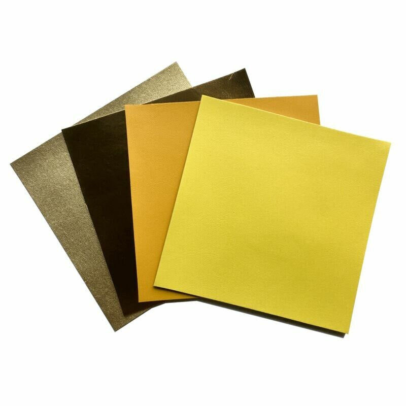 Yellow Leather Set 5x5in Four Genuine Pieces- Yellow And Gold