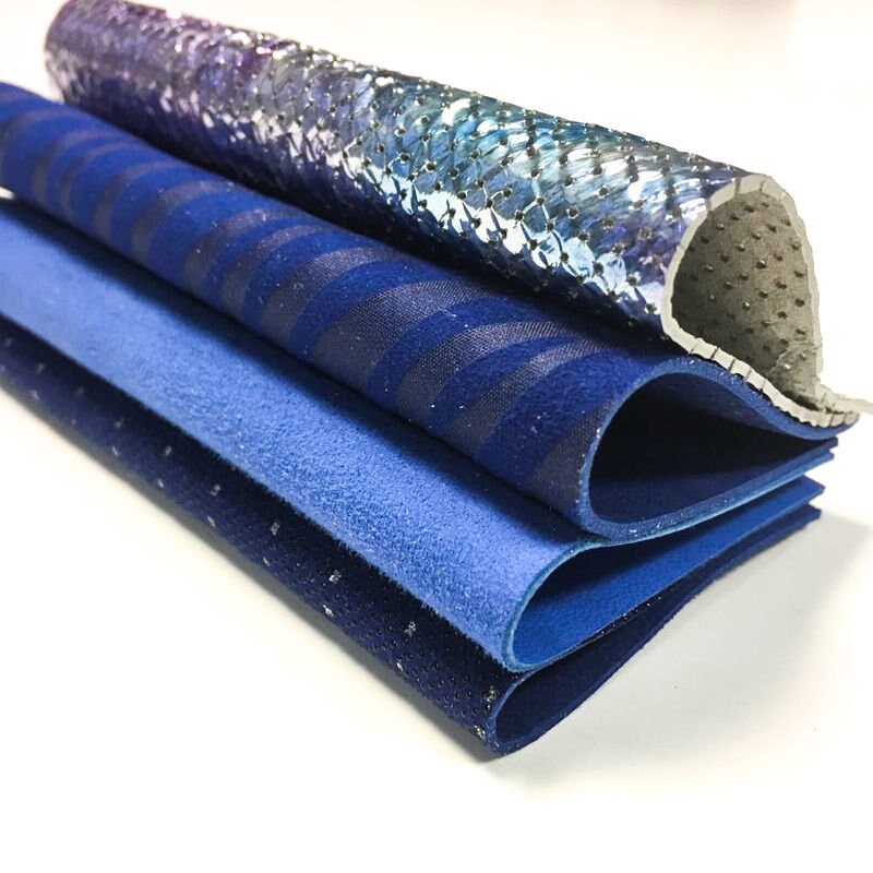 Blue Mix 4 or 8 pcs Leather Scraps 5x5in Metallic,Suede,Textured,Print