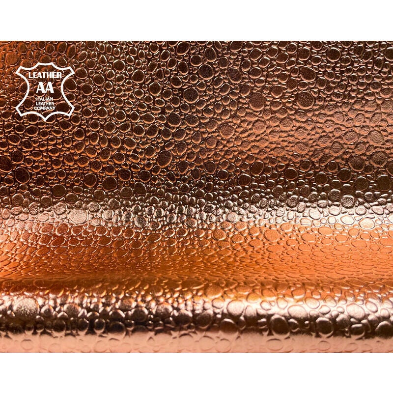 Metallic Rose Gold Lambskin With Stone Print 0.8mm/2oz / ROSE GOLD STONES 1074